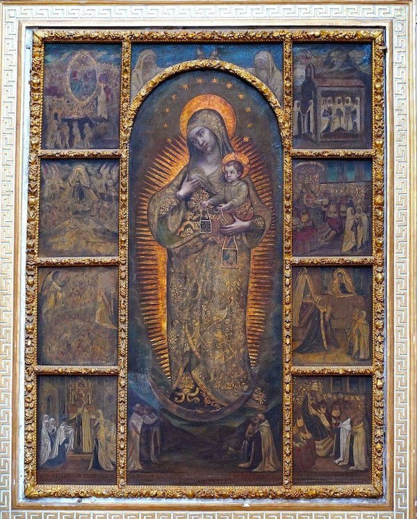 Immagini di DIPINTO OLIO SU TELA  raff. LA MADONNA DELCARMINE E SANTI CARMELITANI