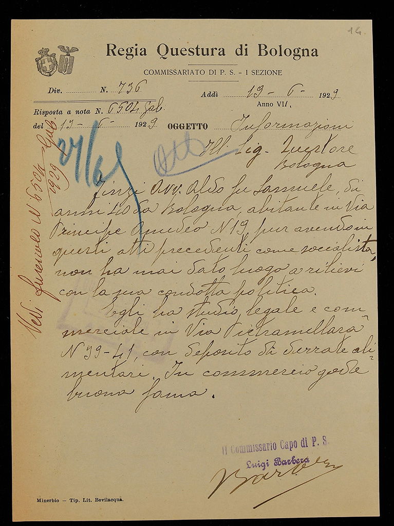 Immagini di Restauro e digitalizzazione del fascicolo di Aldo Finzi (1925 - 1931)